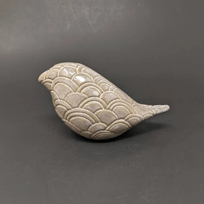 White Ceramic Bird, Handmade Clay Bir...