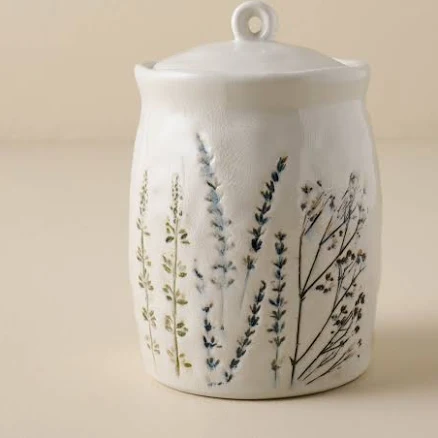 Ceramic Pressed Floral Canister