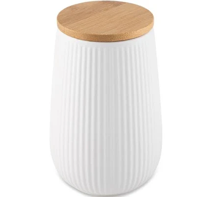 Thyme & Table Large 1.2L Ribbed Kitchen Organization Canister with Bamboo Lid
