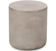 Outdoor Lightweight Concrete Side Table-Modern Cylinder Accent Table for Patio, 