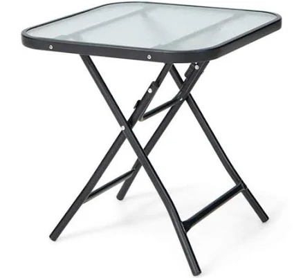 Clihome 18 in Square Black Metal Outdoor Bistro Table