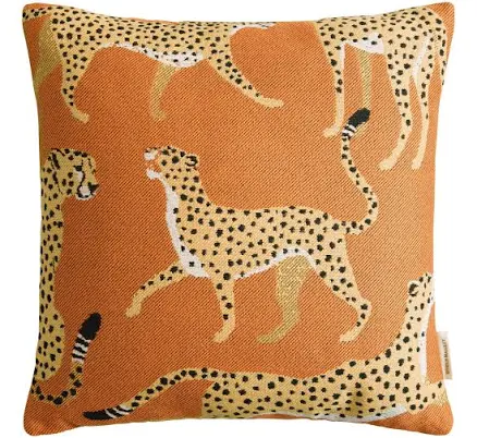 World Market Orange Cheetahs Indoor Outdoor Patio Throw Pillow