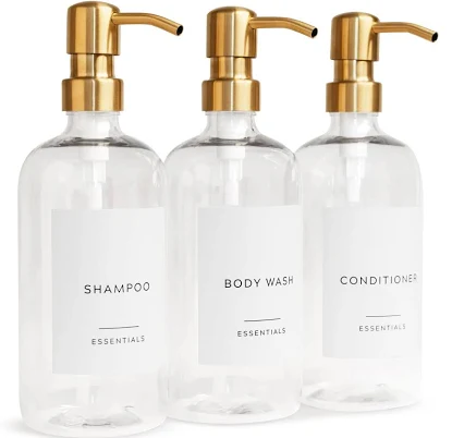 Stylish Shampoo and Conditioner Dispenser Set of 3