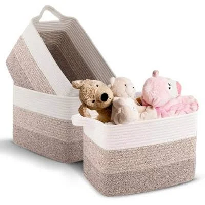 Cheer Collection Woven Cotton Rope Storage Baskets