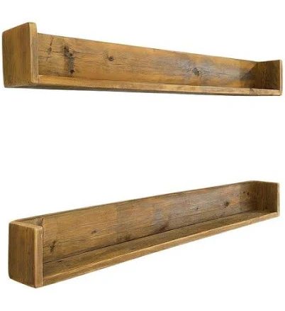 Set of 2 Reclaimed Wood Wall Shelves