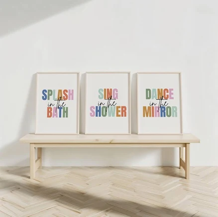 Bathroom Wall Art Set: Playful Kids Decor (Digital Download)