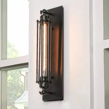 YANSUN 1-Light Black Industrial Wall Sconce