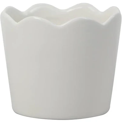 Mainstays Small Round White Scallop Ceramic Planter