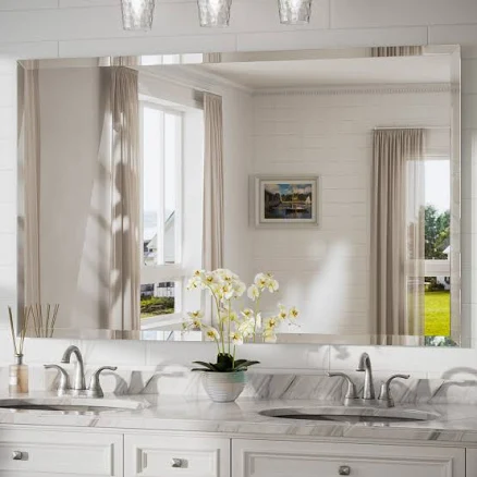 Ebern Designs Janica Rectangle Beveled Frameless Bathroom Vanity Mirror