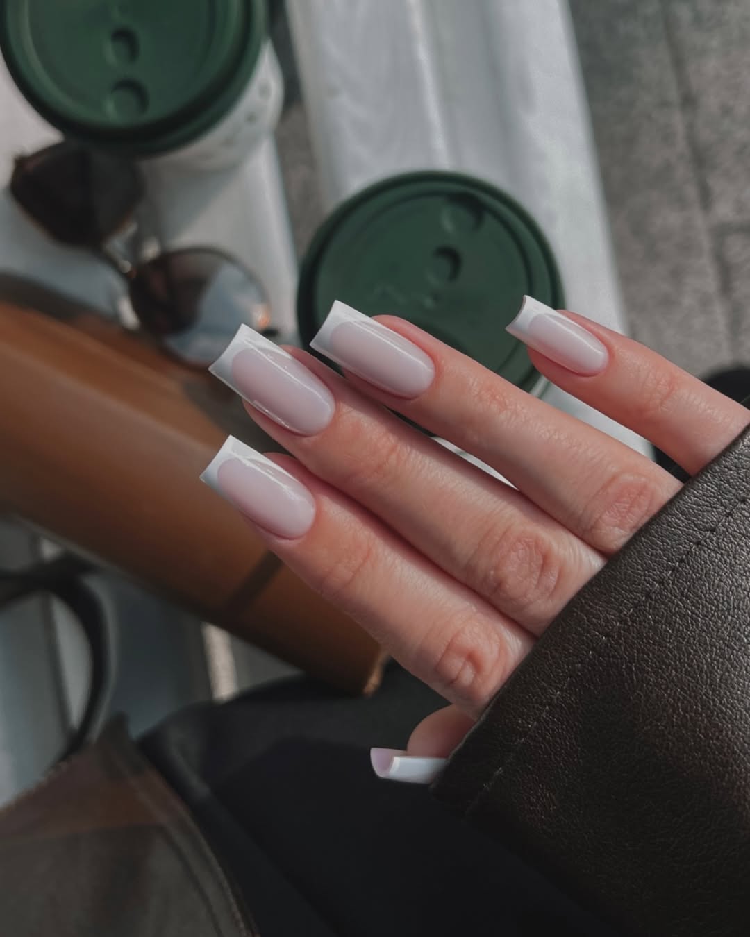 Clean Girl Milky Pink Square French Tips