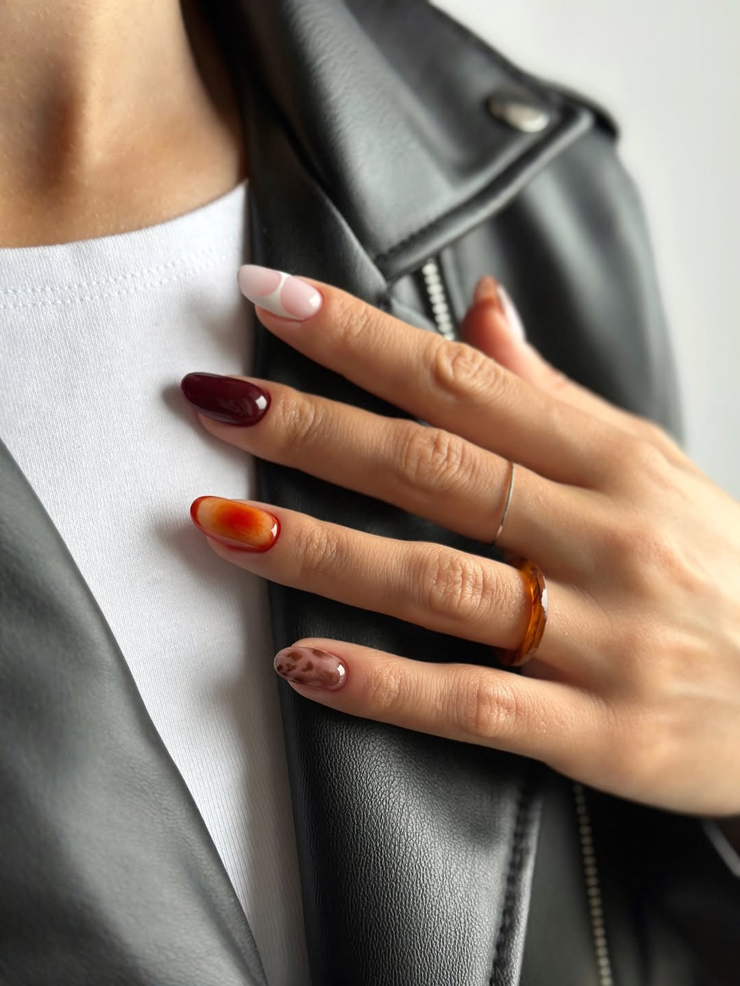 Eclectic Modern Mix and Match Glossy Oval Nails