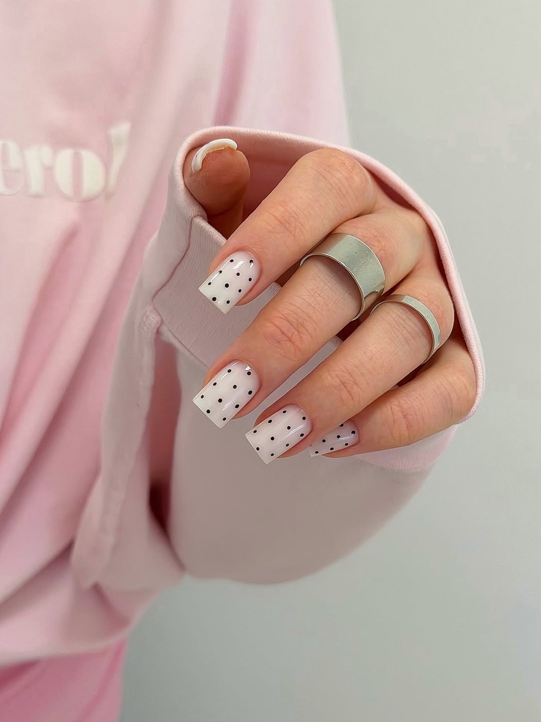 Dainty Polka Dot Square French Tips