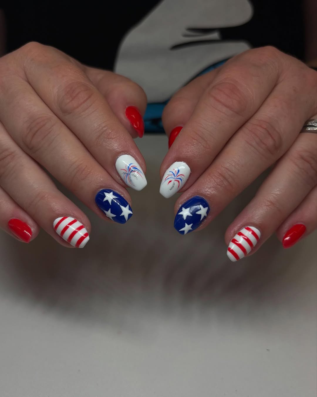 Patriotic Red White Blue Coffin Nails