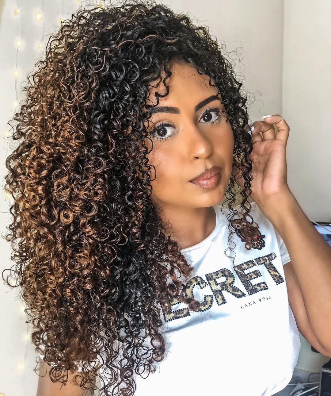 Defined 3C Curls With Caramel Highlights
